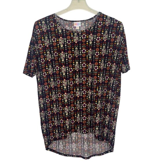 LuLaRoe Womens XXS Perfect T Tunic Top Short Sleeve HiLo Black White Brown Black - Picture 3 of 12